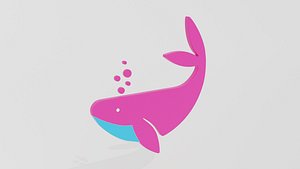 Low Poly Cartoon Whale Decoration Object