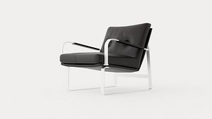 3D Modern Upholstered Lounge Armchair with Metal Sled Frame model