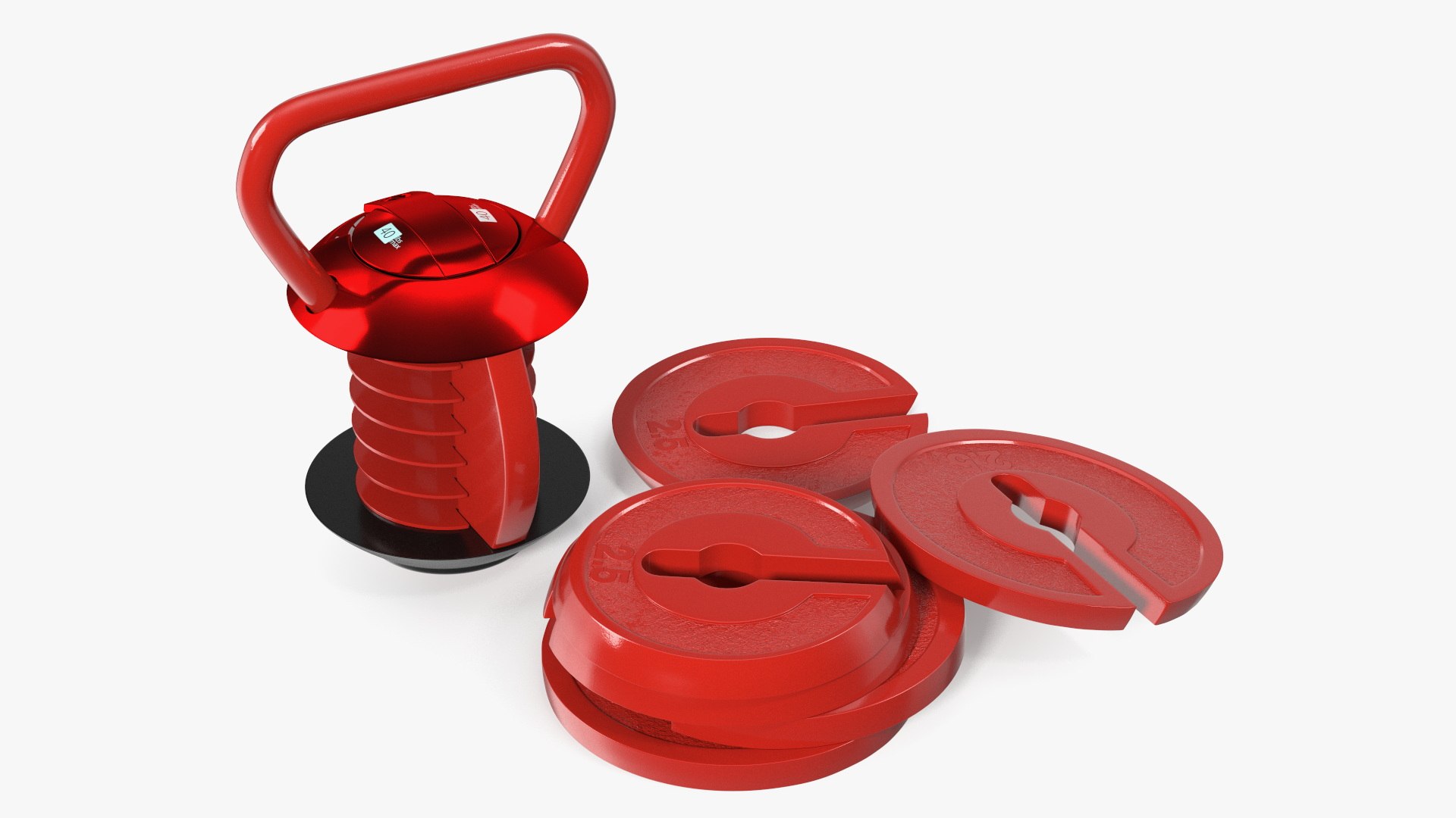 Kettlebell with Disks Red 3D model preview