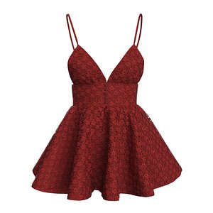 Babydoll Lingerie Strap Lace Dress 3D Model
