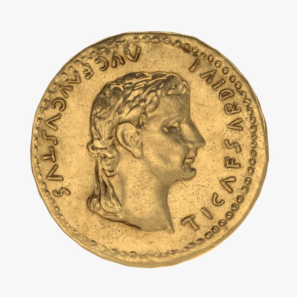 3D Old Golden Roman coin model