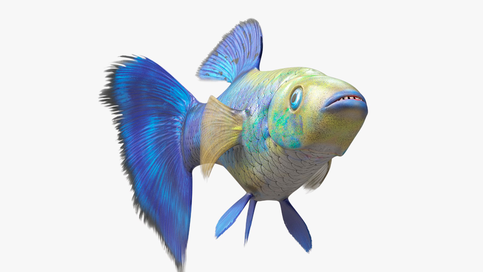Guppy Fish Blue Diamond Rigged for Maya 3D model preview