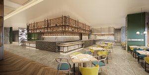 Cafeteria Restaurant Interior Design-A1 3D model