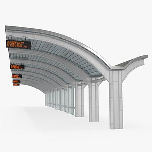 3D Modern Bus Stop Canopy with LED Arrival Displays model