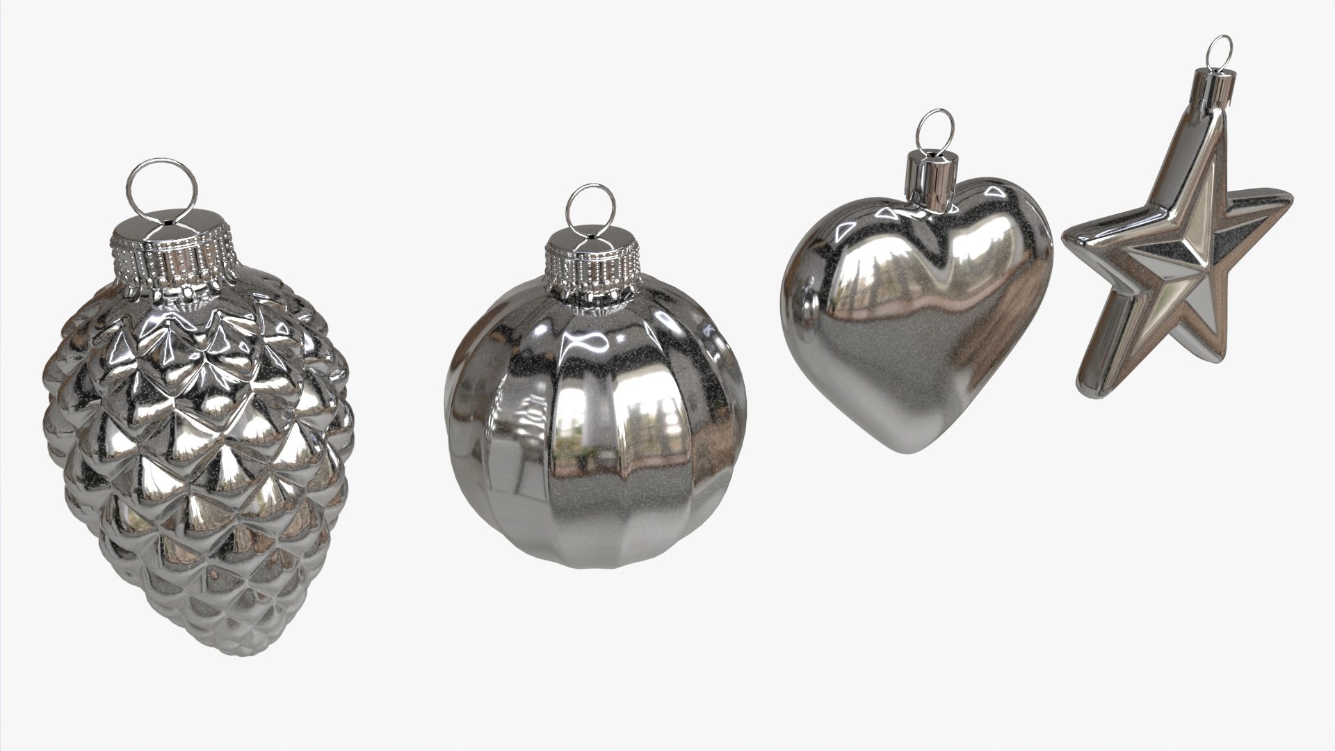 3D Model Christmas Tree Balls Set Silver Glossy - TurboSquid 2027510