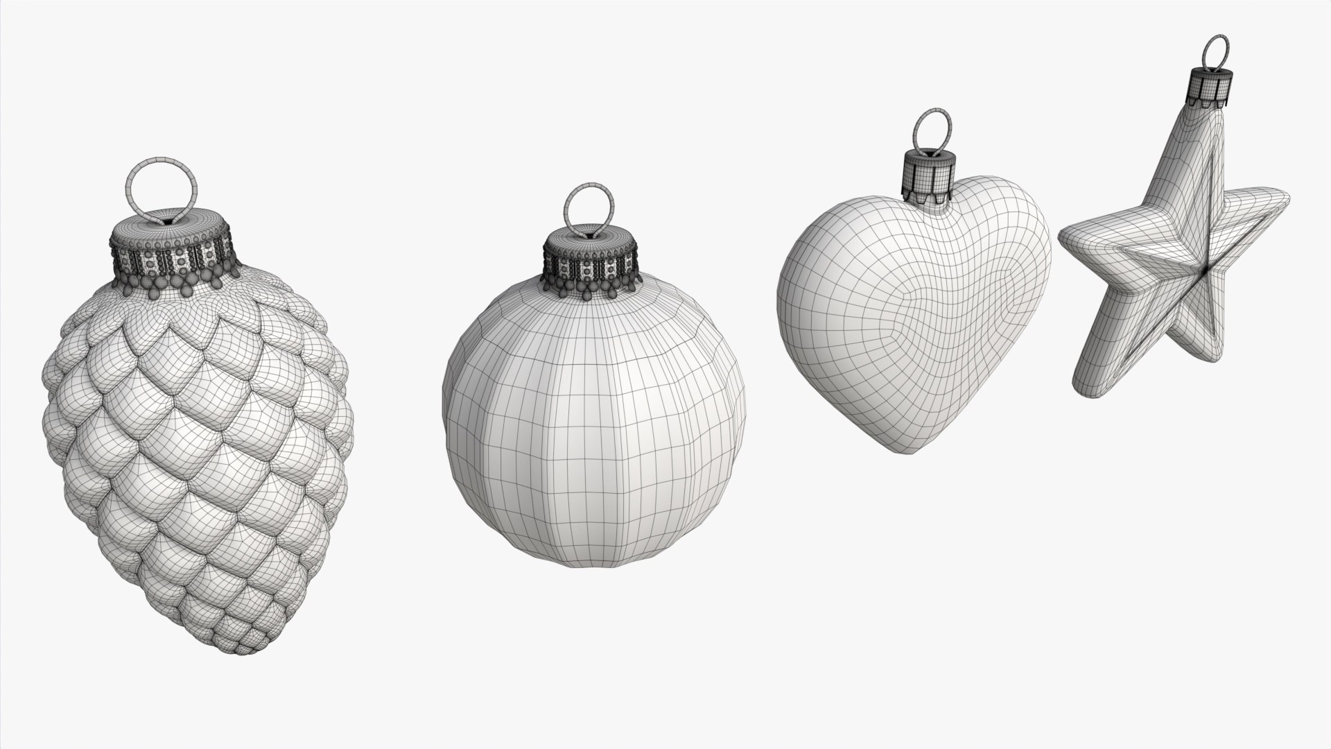 3D Model Christmas Tree Balls Set Silver Glossy - TurboSquid 2027510
