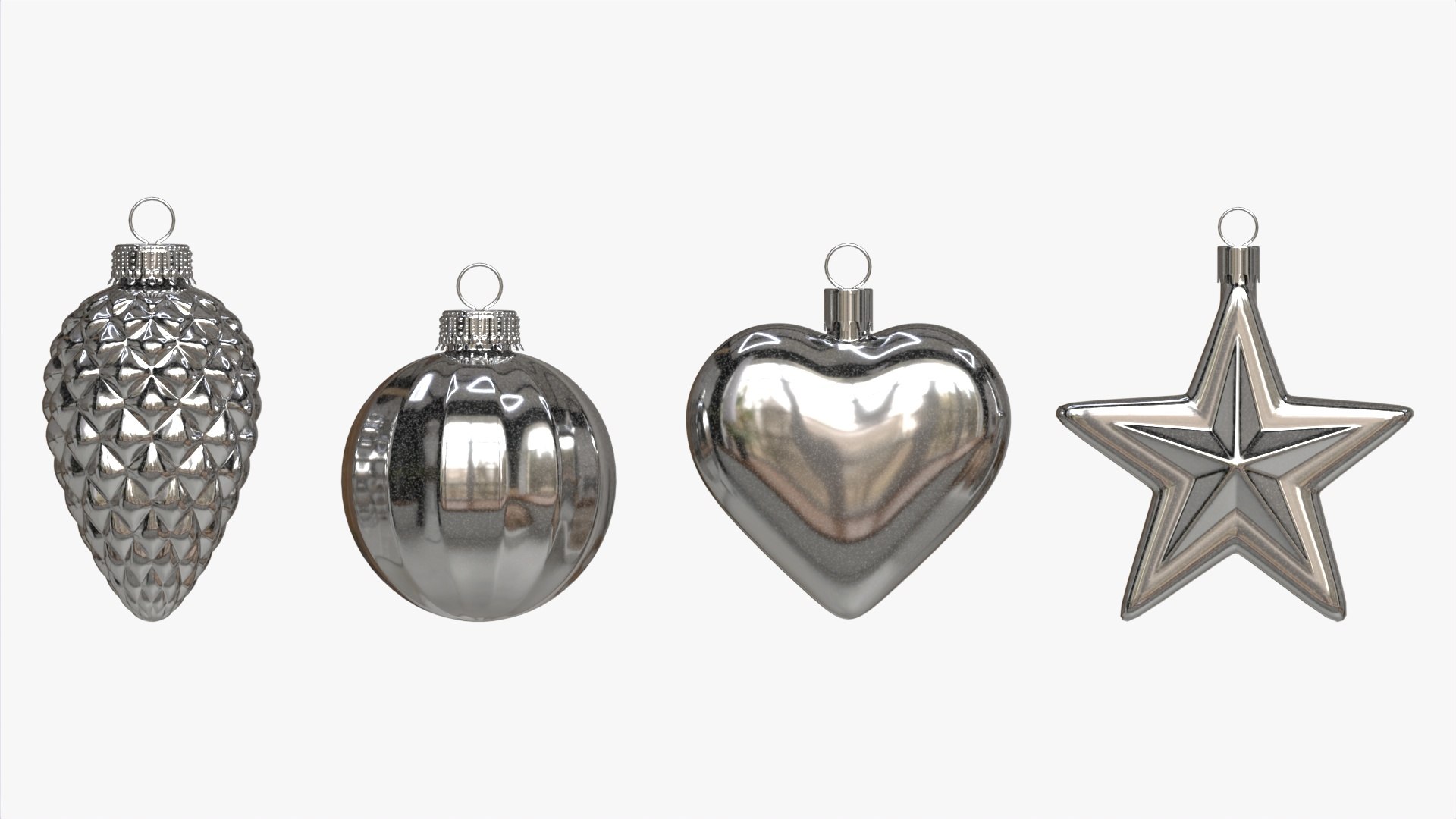 3D Model Christmas Tree Balls Set Silver Glossy - TurboSquid 2027510