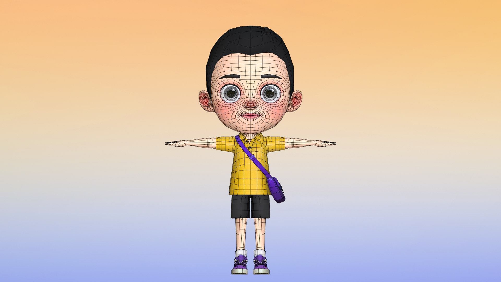 3D Cartoon Character School Kid 3 model - TurboSquid 1889515