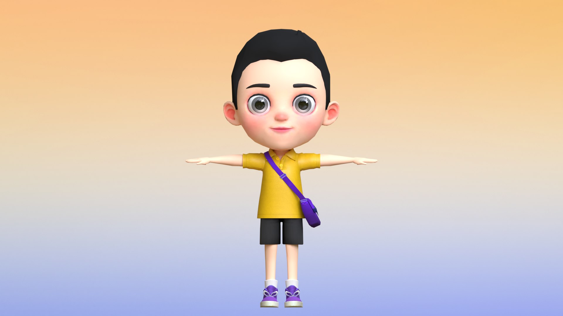 3D Cartoon Character School Kid 3 model - TurboSquid 1889515