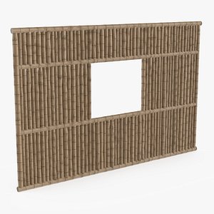 3D Bamboo Wall Panel with Window Weathered model