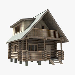 2 Two Storey Wooden House Logs in Forest Mountain with balcony