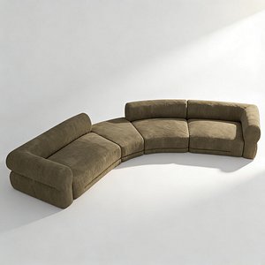Modern Curved Sectional Sofa Minimal French Style 3D Model 3D model