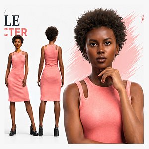 Beautiful Realistic Black Woman Character model