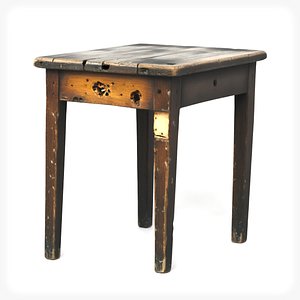 Crooked old wooden table 3D model