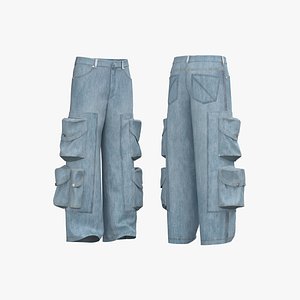 3D model Male cargo denim jean