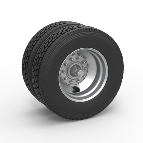 Roda dupla de reboque Diecast 2 furos Escala 1 a 25 Modelo 3D ...