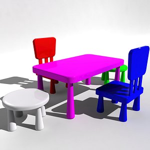 kids chair table 3D model