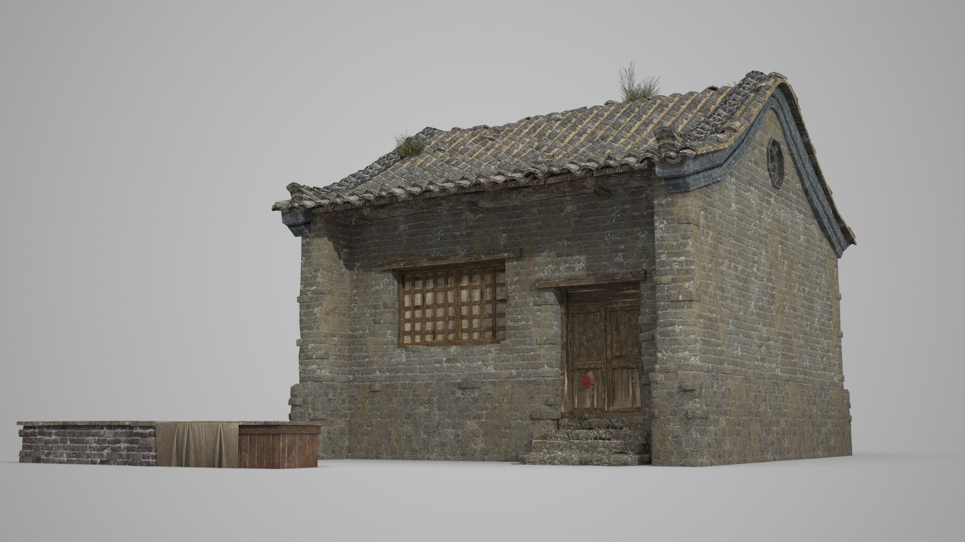 Ancient Asian green brick hut 3D - TurboSquid 1783862