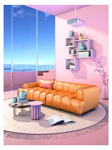 Home life cartoon scene