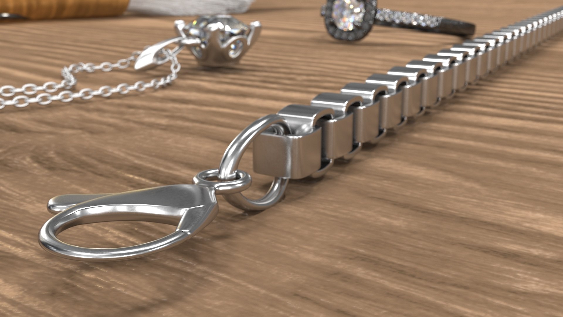 3D Jewelry Box Chain Silver Model - TurboSquid 2239785