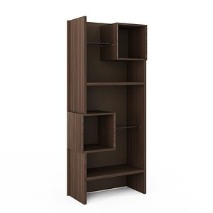 3D open wooden bookcase