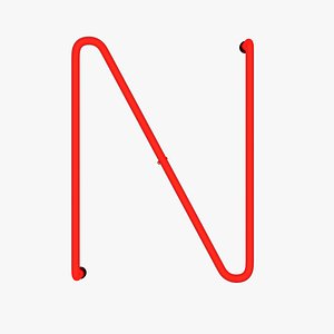 3D Neon Red Alphabet N