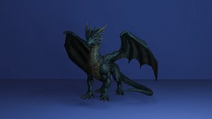 Ancient Blue Dragon - Rigged Game Ready Creature Low-poly 3D model 3D