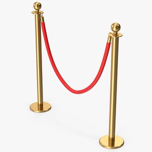 3D Red Rope Stanchion