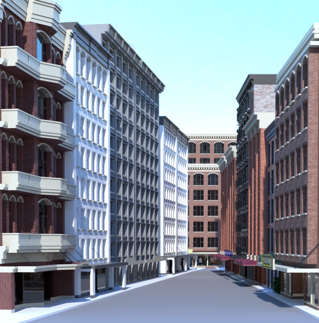 Set Buildings Style 3D Model - TurboSquid 1636167