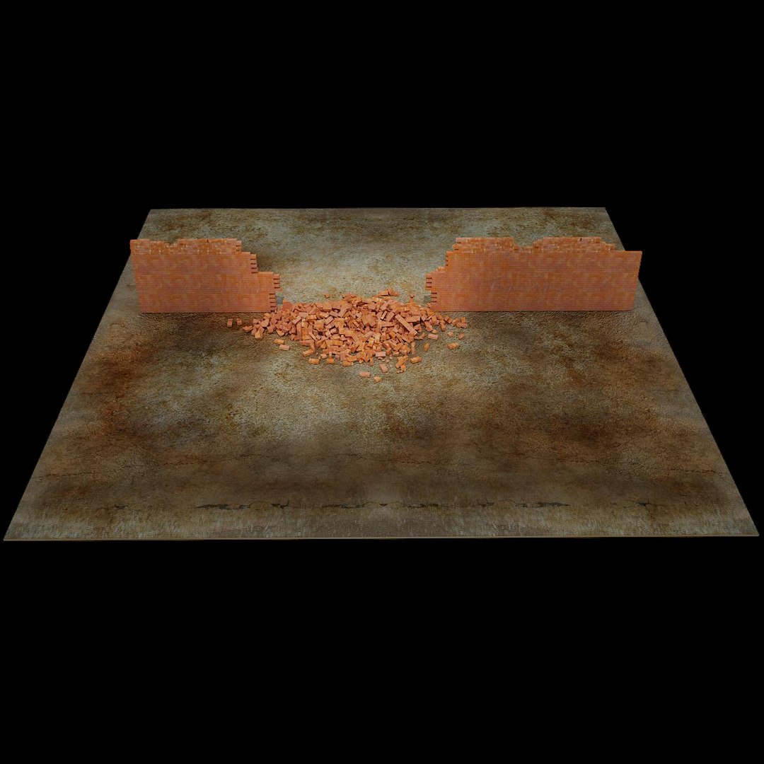 3d model brick explode 1 wall