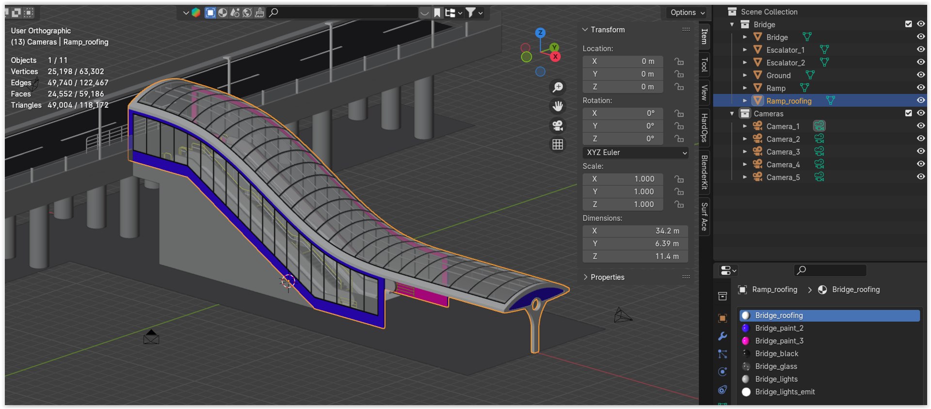 3D Model Bridge With Pedestrian Ramp - TurboSquid 2307701