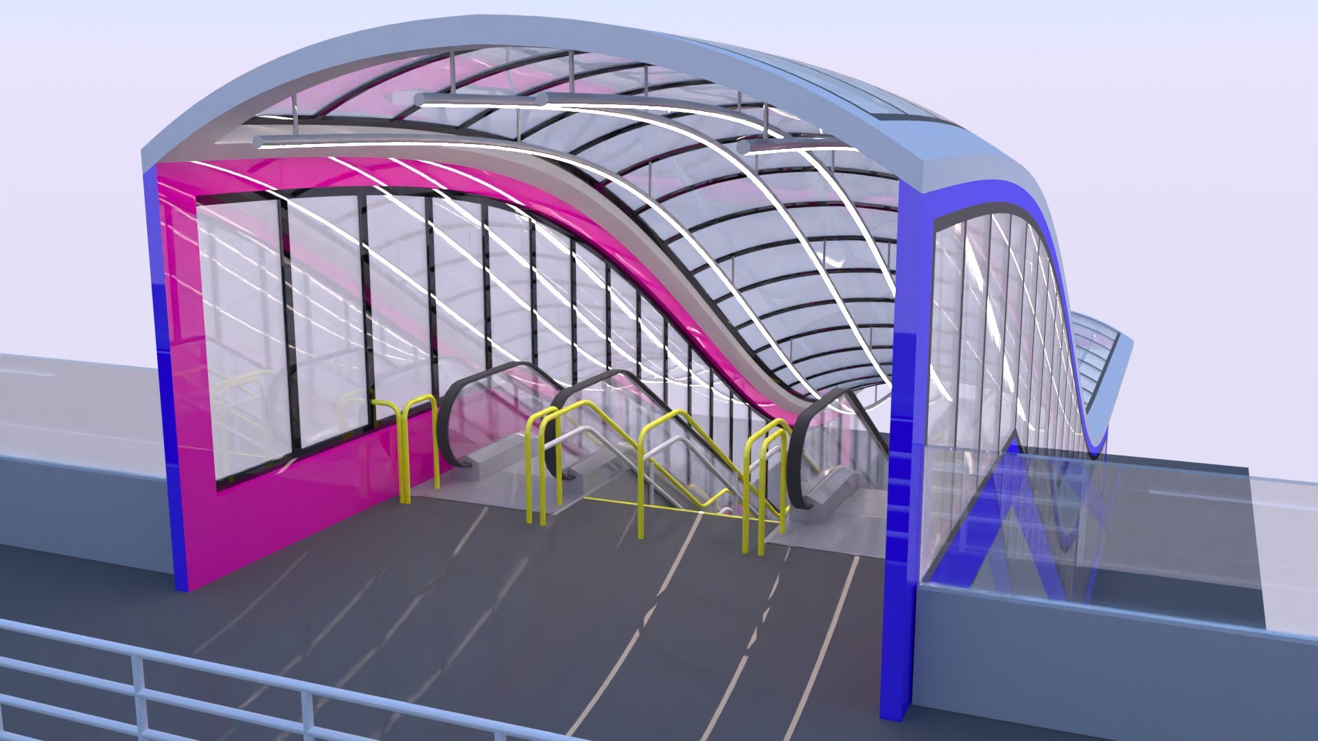 3D Model Bridge With Pedestrian Ramp - TurboSquid 2307701
