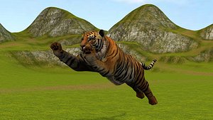 3D attacking tiger
