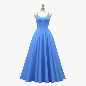 3D model elegant gown dress