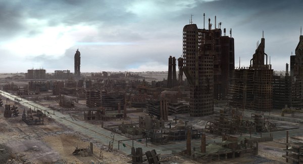 ruined city post apocaliptic 3d model