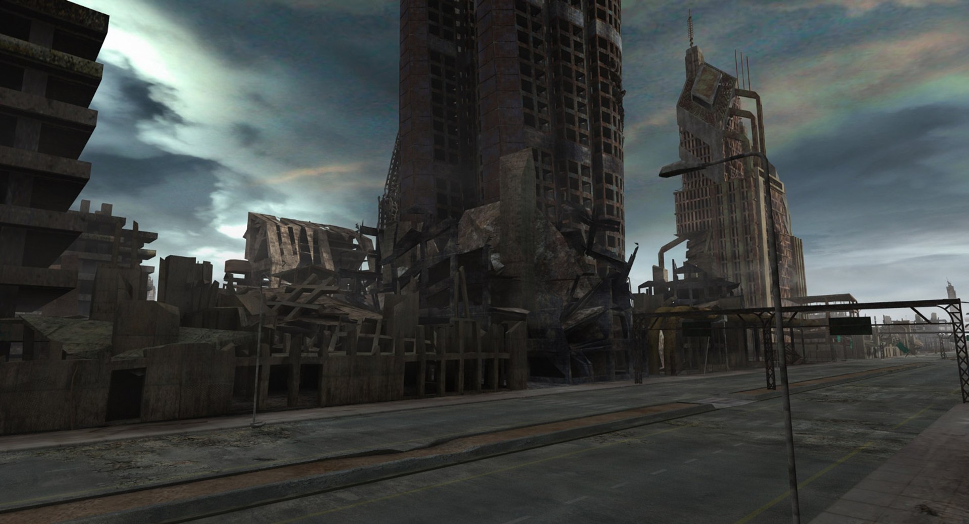 Ruined City Post Apocaliptic 3d Model