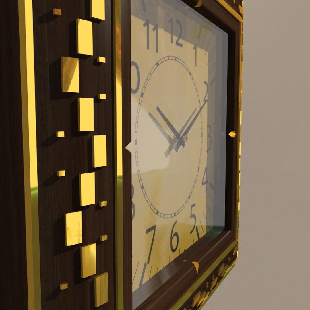 3D square wall clock decoration model - TurboSquid 1605608