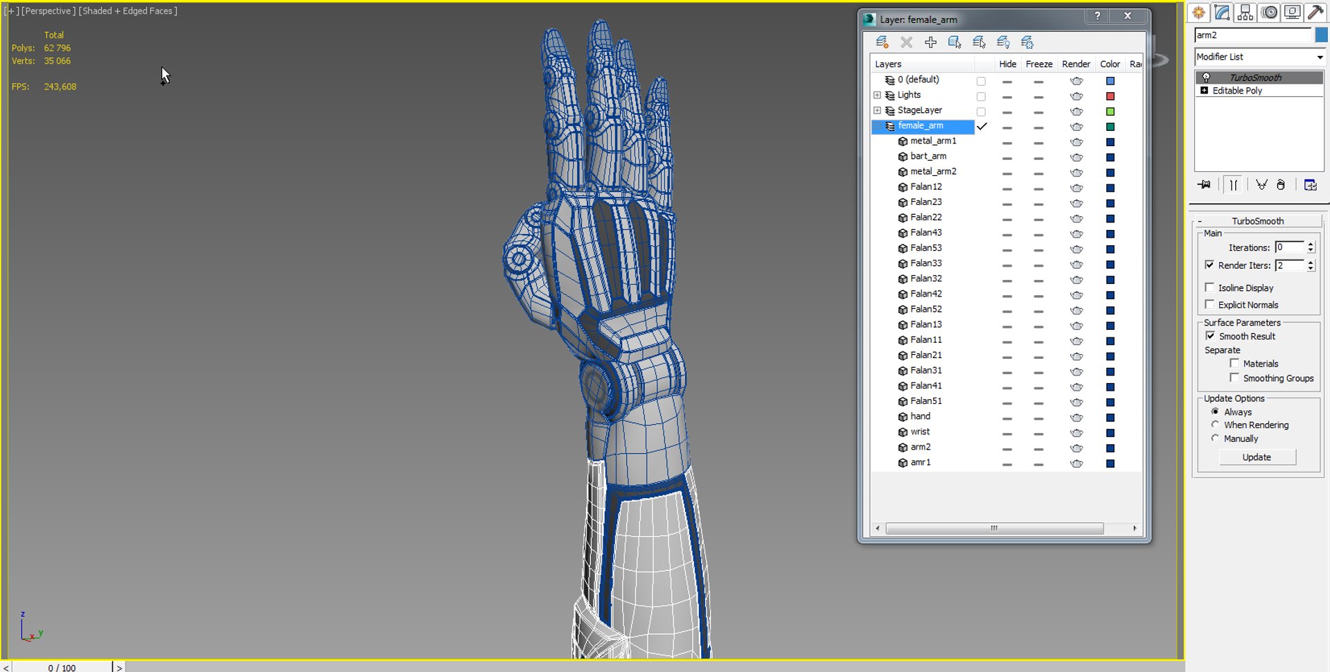Cyborg Arm 4 Fingers 3D - TurboSquid 2294743