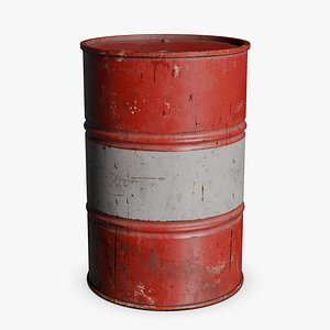 3D Oil Drum 55 gallon - red1 v1