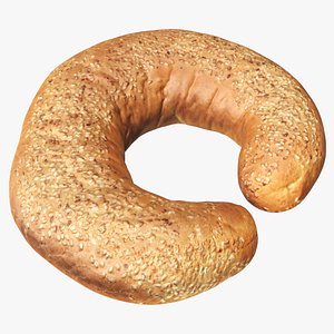 3D White bread cone with sesame seeds