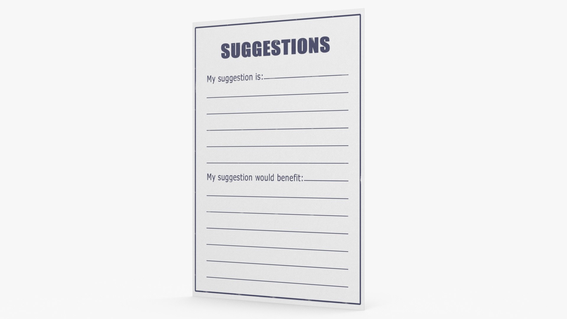 White and Blue Clean Suggestions Card 3D model preview