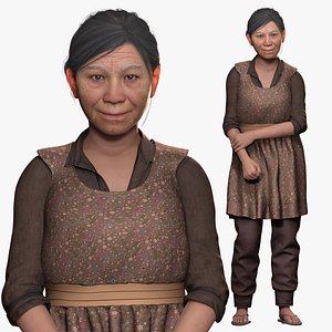 3D Realistic Elderly Woman 3D Model   Game Ready  Rigged