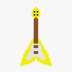 Voxel Yellow Electric Guitar 3D model