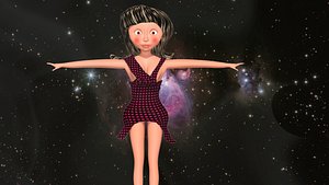 free low poly woman in dress 29