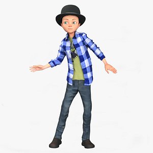 Cartoon Rigged Toon Little Boy-yaman Character 3D Model