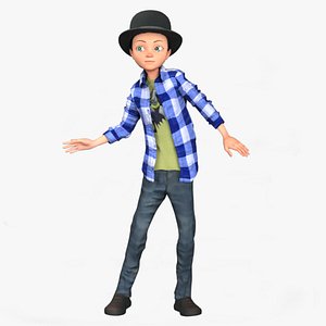Cartoon Rigged Toon Little Boy-yaman Character 3D Model
