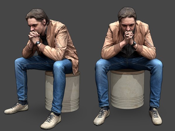 Modello 3D Personaggio stilizzato uomo seduto - TurboSquid 1723766