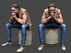 Stylized Man Character Sitting