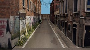 3D Urban Alley - Low poly model