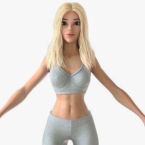 Cartoon Woman - Sport Outfit 3D model